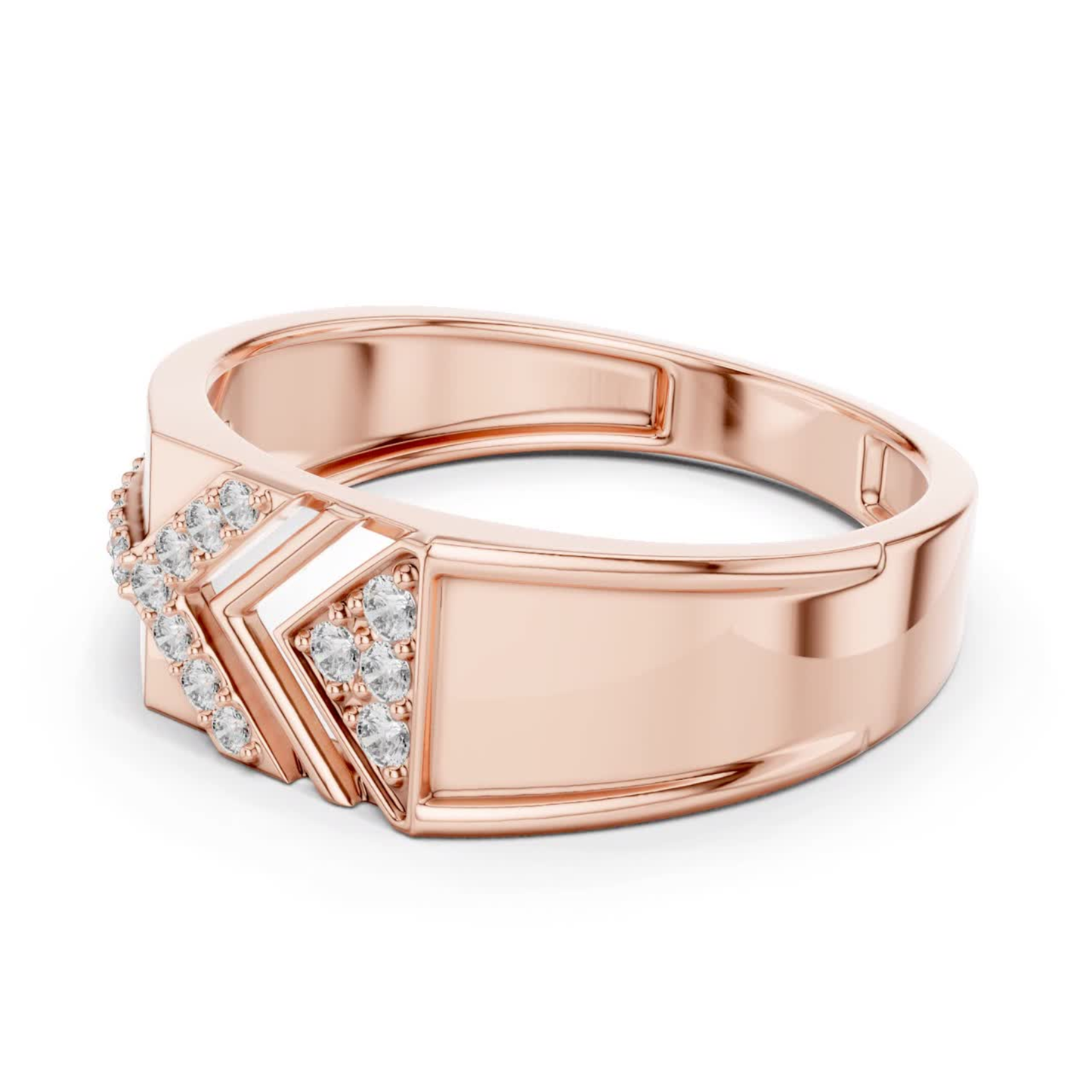 Luxury Round Diamond Chevron Band | Modern Statement Style