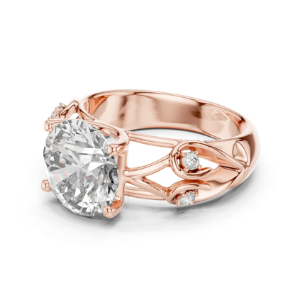 Round Cut Diamond Ring with Detailed Band | Every Detail Shines