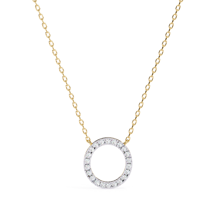 Round Halo Circle Lab Grown Diamond Pendant With Chain | 18K