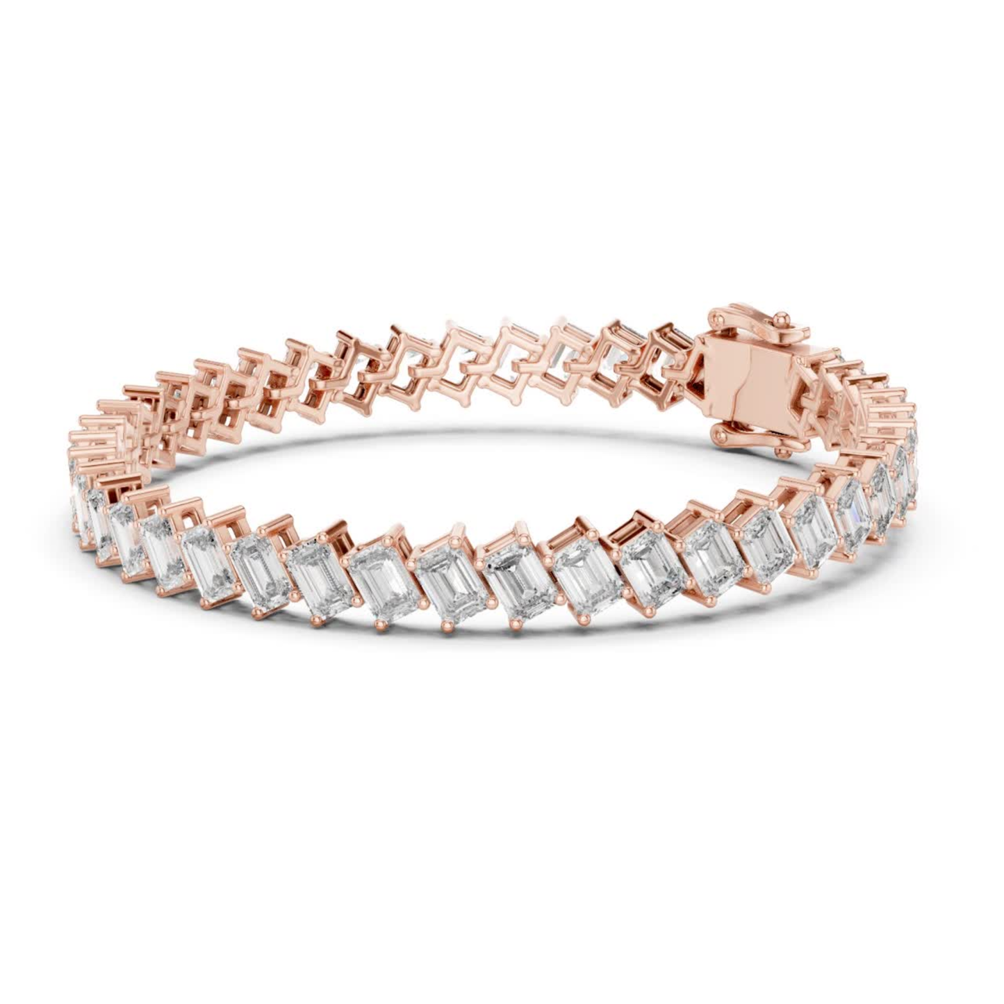 Emerald Cut Diamond Tennis Bracelet | Luxury White Gold Style