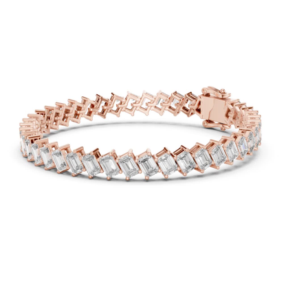 Emerald Cut Diamond Tennis Bracelet | Luxury White Gold Style
