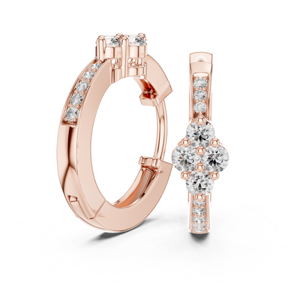 Floral Diamond Hoop Earrings with Round Brilliant Cluster Detail | Eternal Bloom