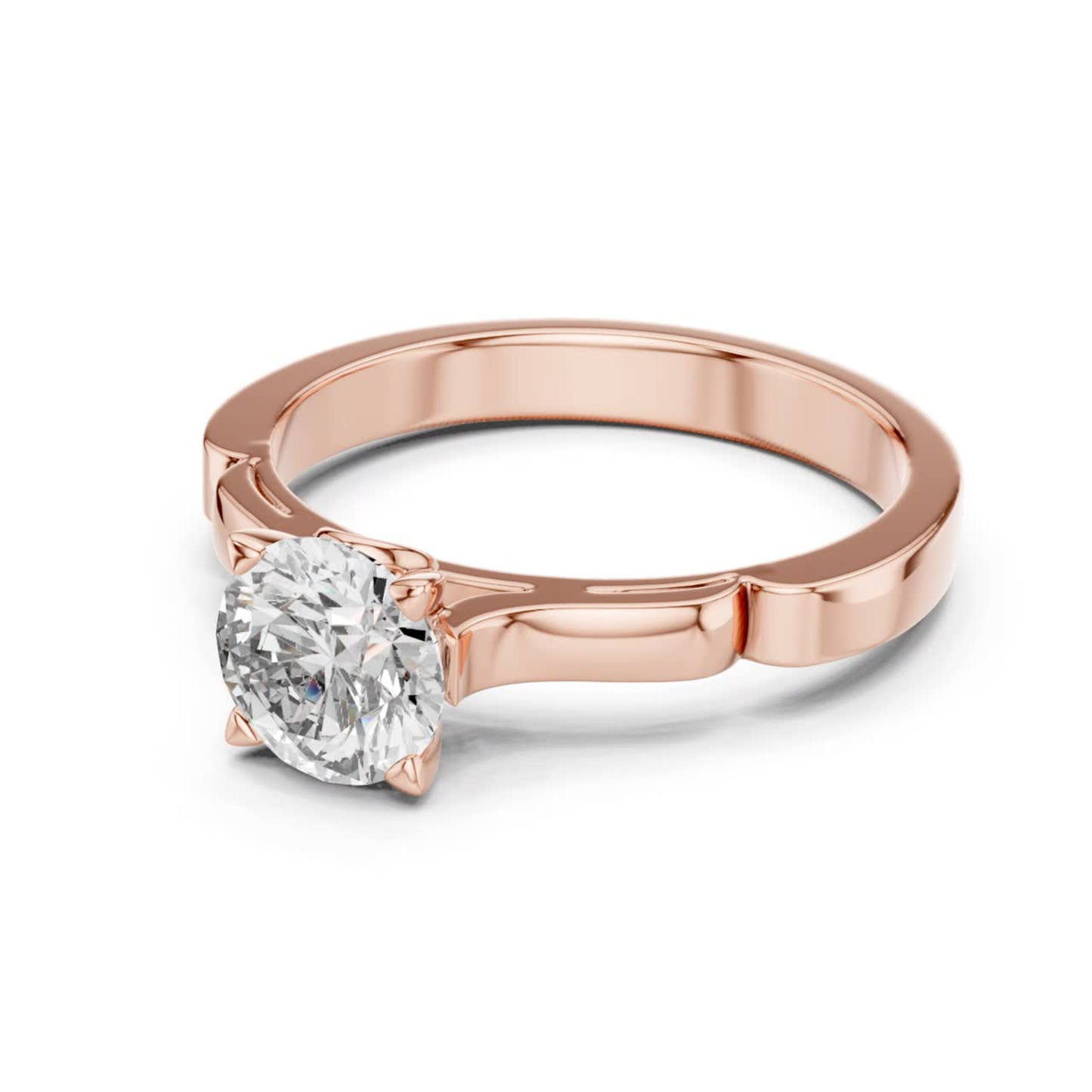 Round Diamond Structured Band Ring | 18K Gold Jewelry