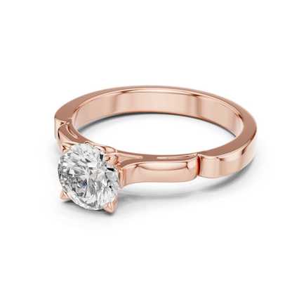 Round Diamond Structured Band Ring | 18K Gold Jewelry