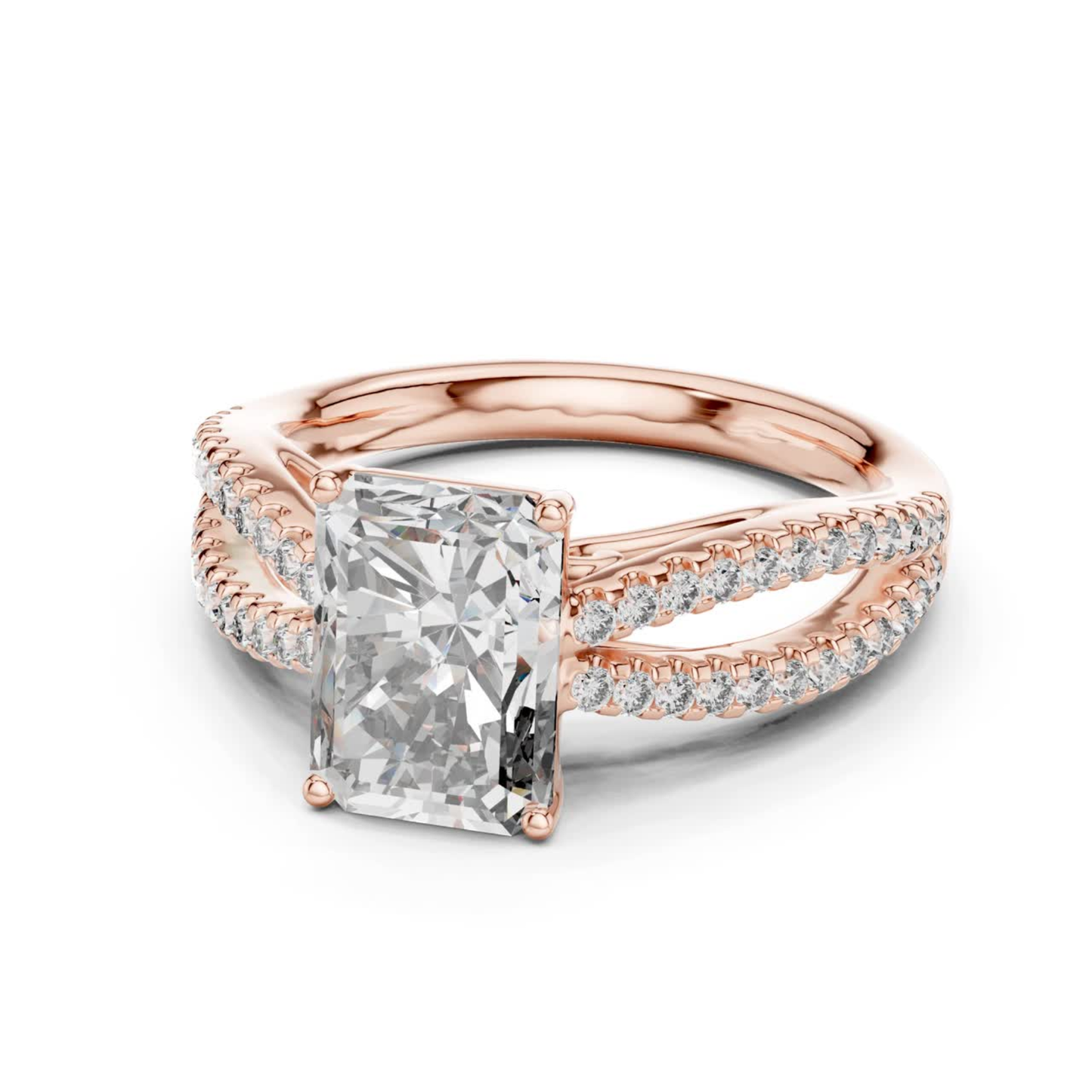 Radiant Cut Split Shank Diamond Ring | Luxury Bridal Jewelry Styles