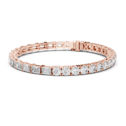 Round & Emerald Cut Diamond Tennis Bracelet | Luxury Elegance Style
