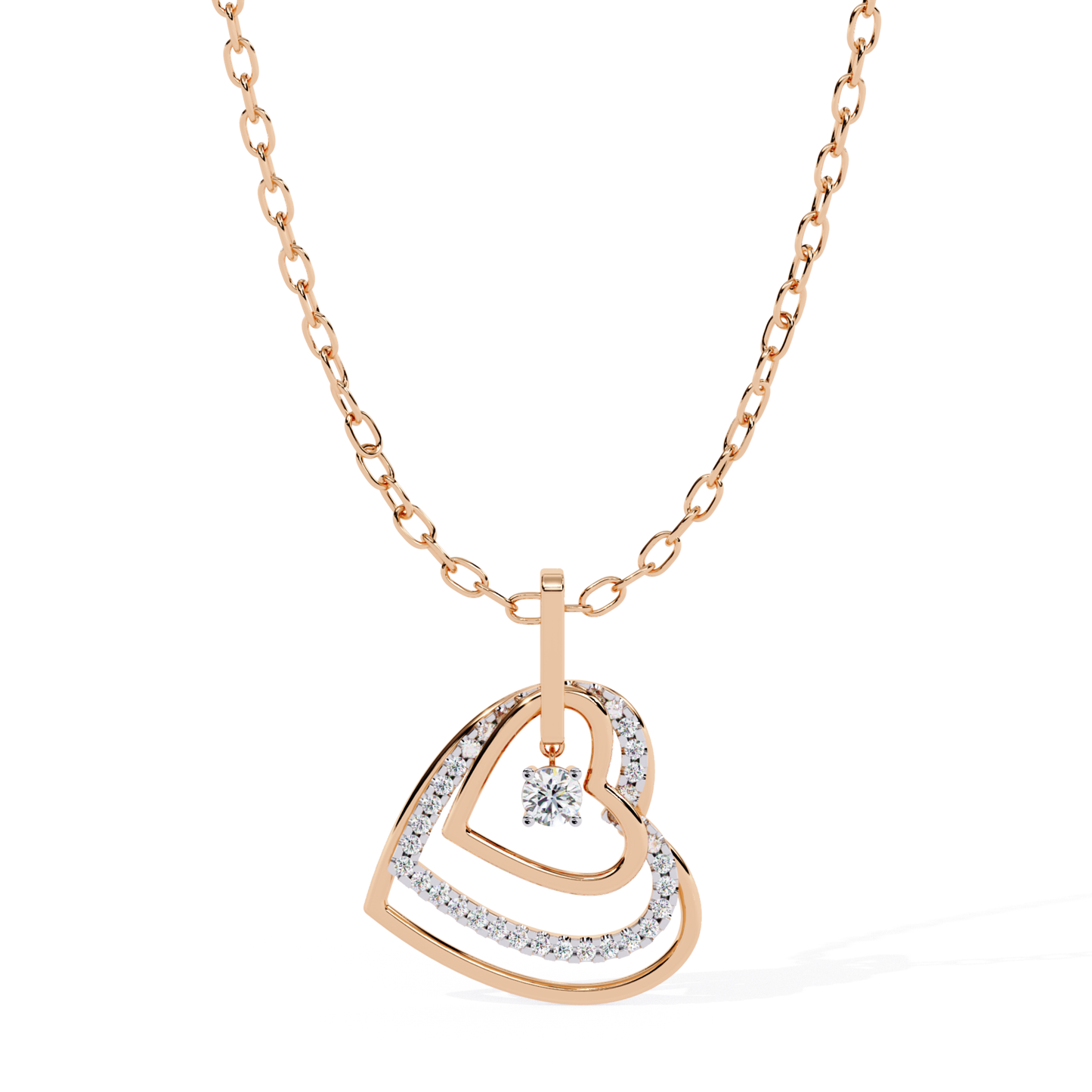 Double Layer Heart Diamond Pendant Design