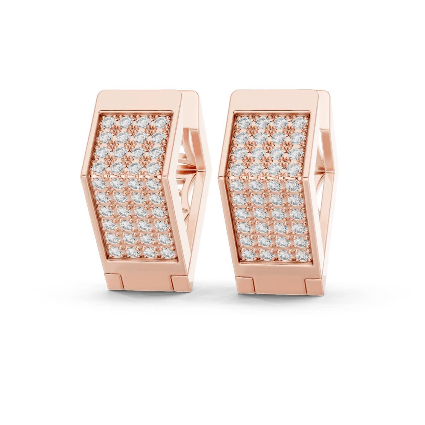 Rectangular Diamond Hoop Earrings with Multi Row Brilliance | Modern Radiance