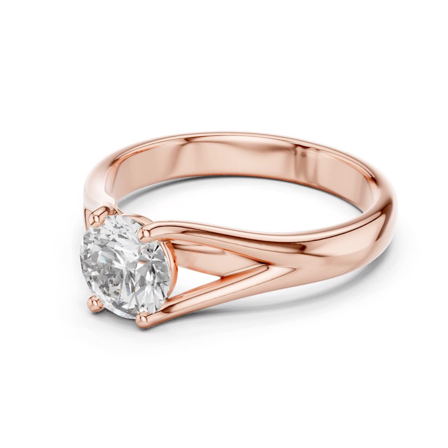 Round Diamond V Shape Band Ring | 18K Gold Fine Jewelry