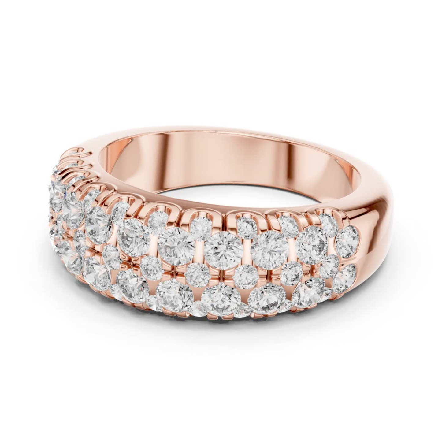 Multi Row Diamond Ring with Round Brilliant Elegance | Timeless Luxury