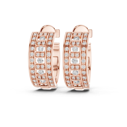 Geometric Diamond Hoop Earrings with Round Brilliant Details | Modern Luxe