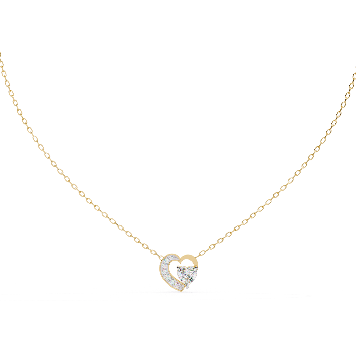 Heart Cut Lab Grown Diamond Double-Heart Pendent with Chain
