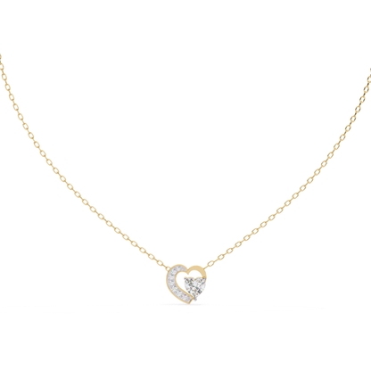 Heart Cut Lab Grown Diamond Double-Heart Pendent with Chain