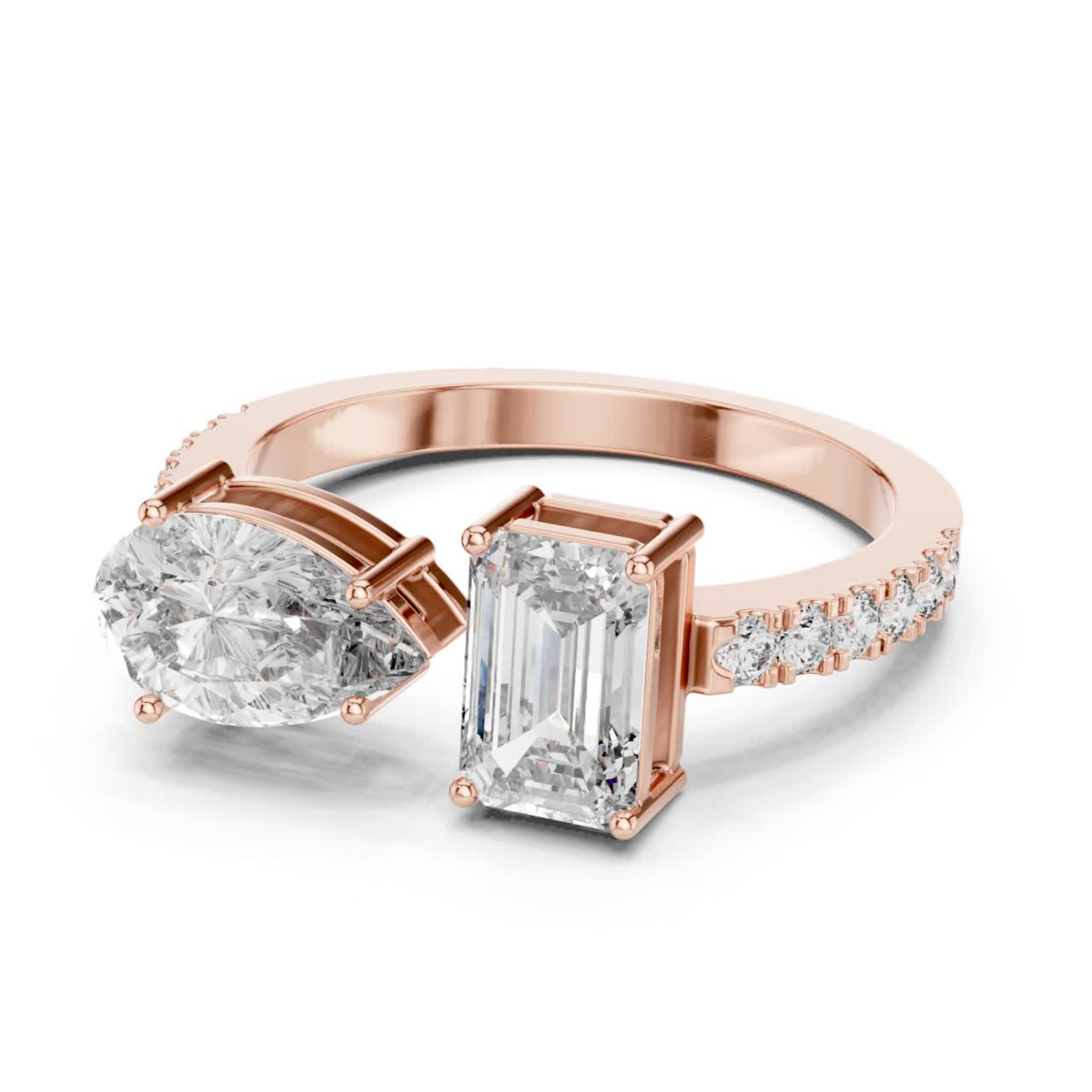 Pear and Emerald Cut Diamond Toi Et Moi Ring | You, Me & Forever