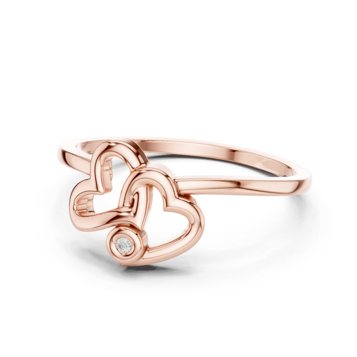 Double Heart Diamond Open Ring | Elegant Love Jewelry Style