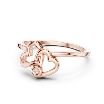 Double Heart Diamond Open Ring | Elegant Love Jewelry Style