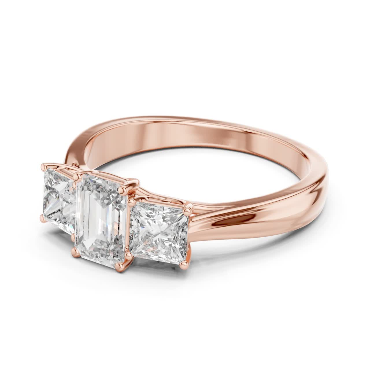 Emerald Center Three Diamond Band Ring | Royally Green & Brilliant