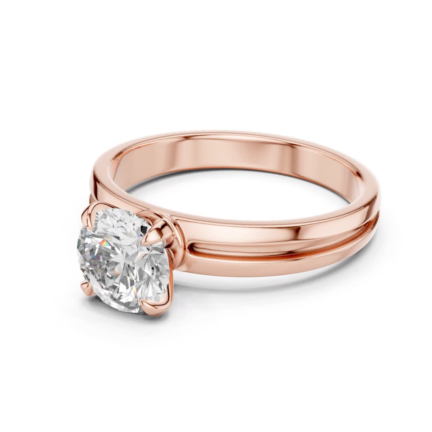 Round Diamond Plain Band Ring | 18K Gold Fine Jewelry