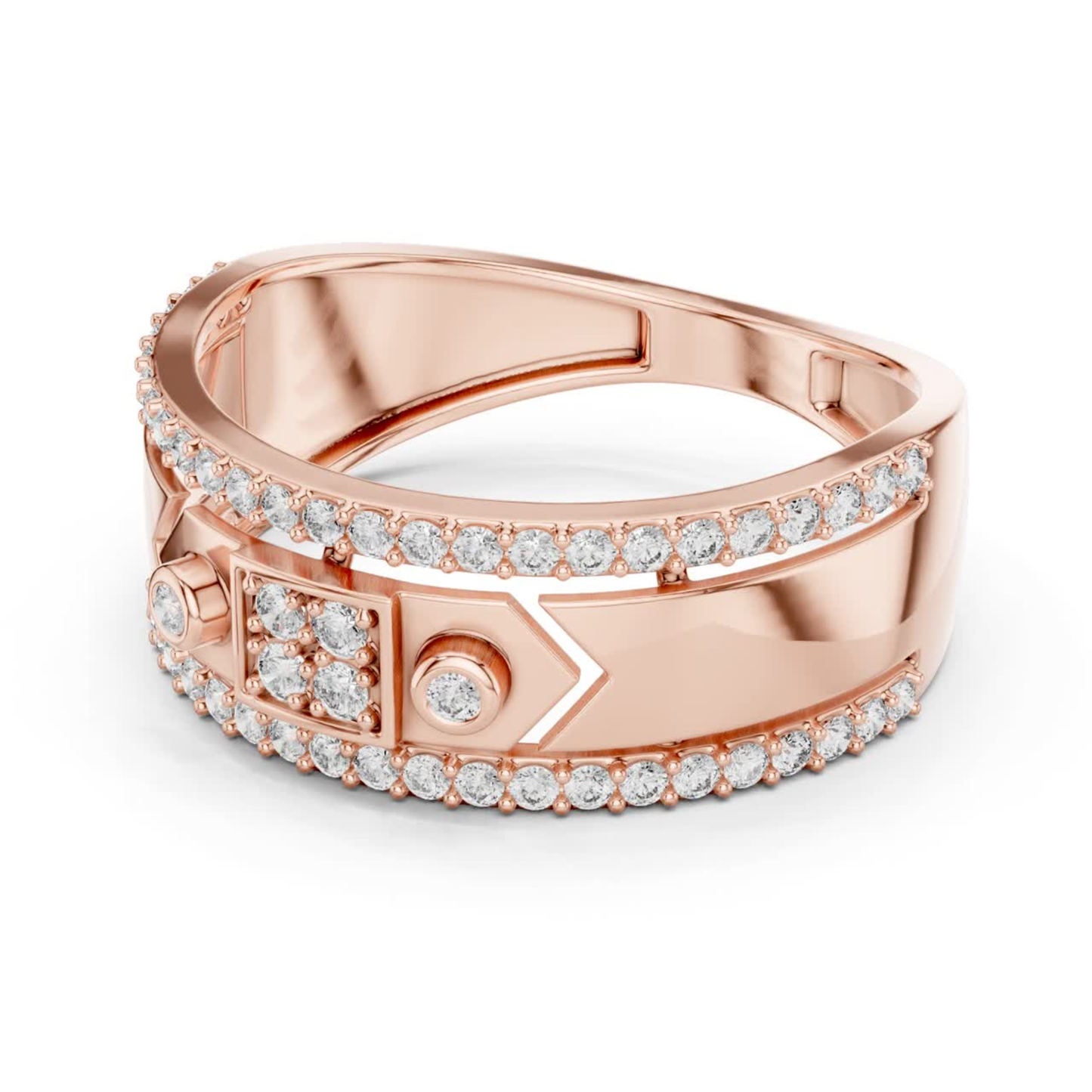 Luxury Diamond Square Center Band Rings | Modern Statement Style