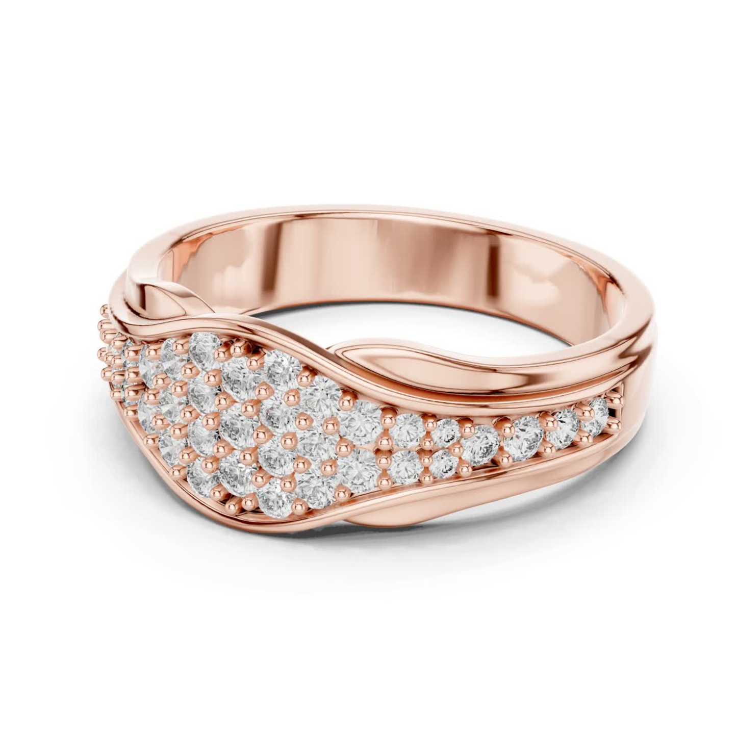 Round Diamond Cluster Wave Band | Elegant Luxury Style