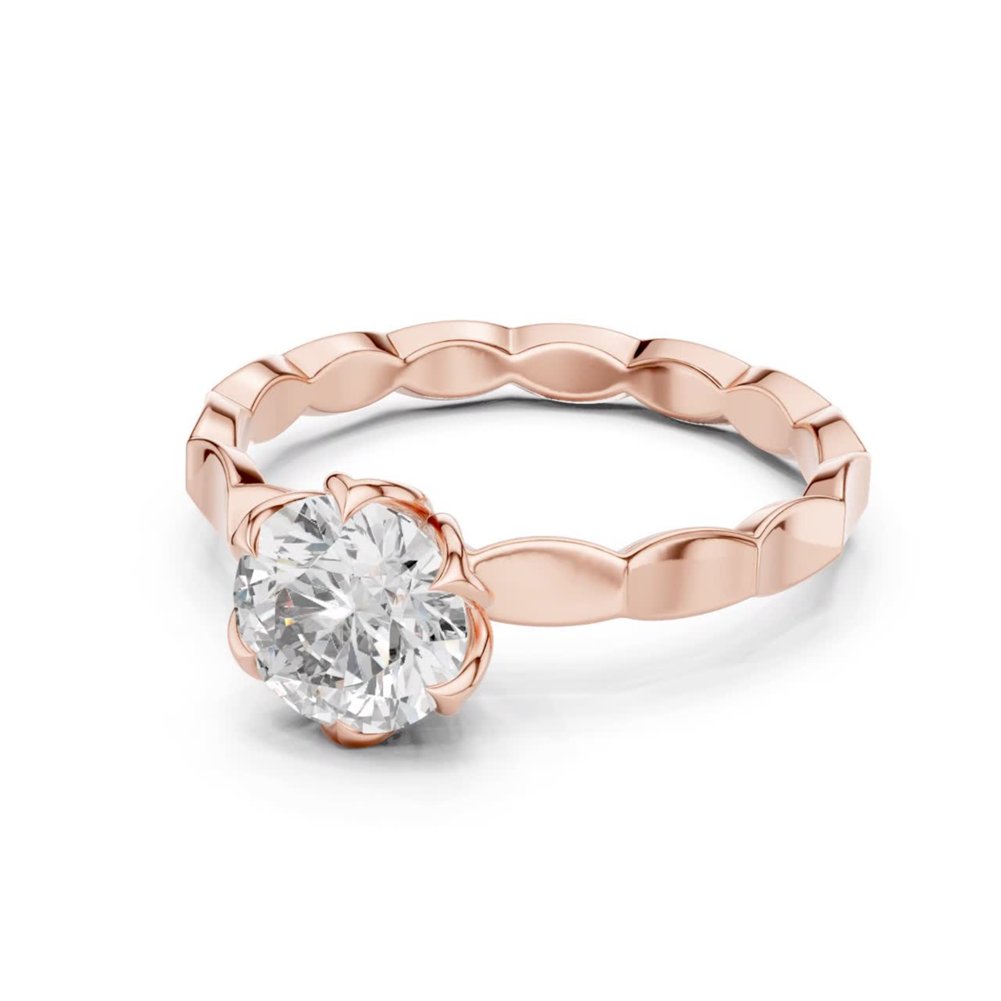 Round Diamond Floral Band Ring | 18K Gold Fine Jewelry