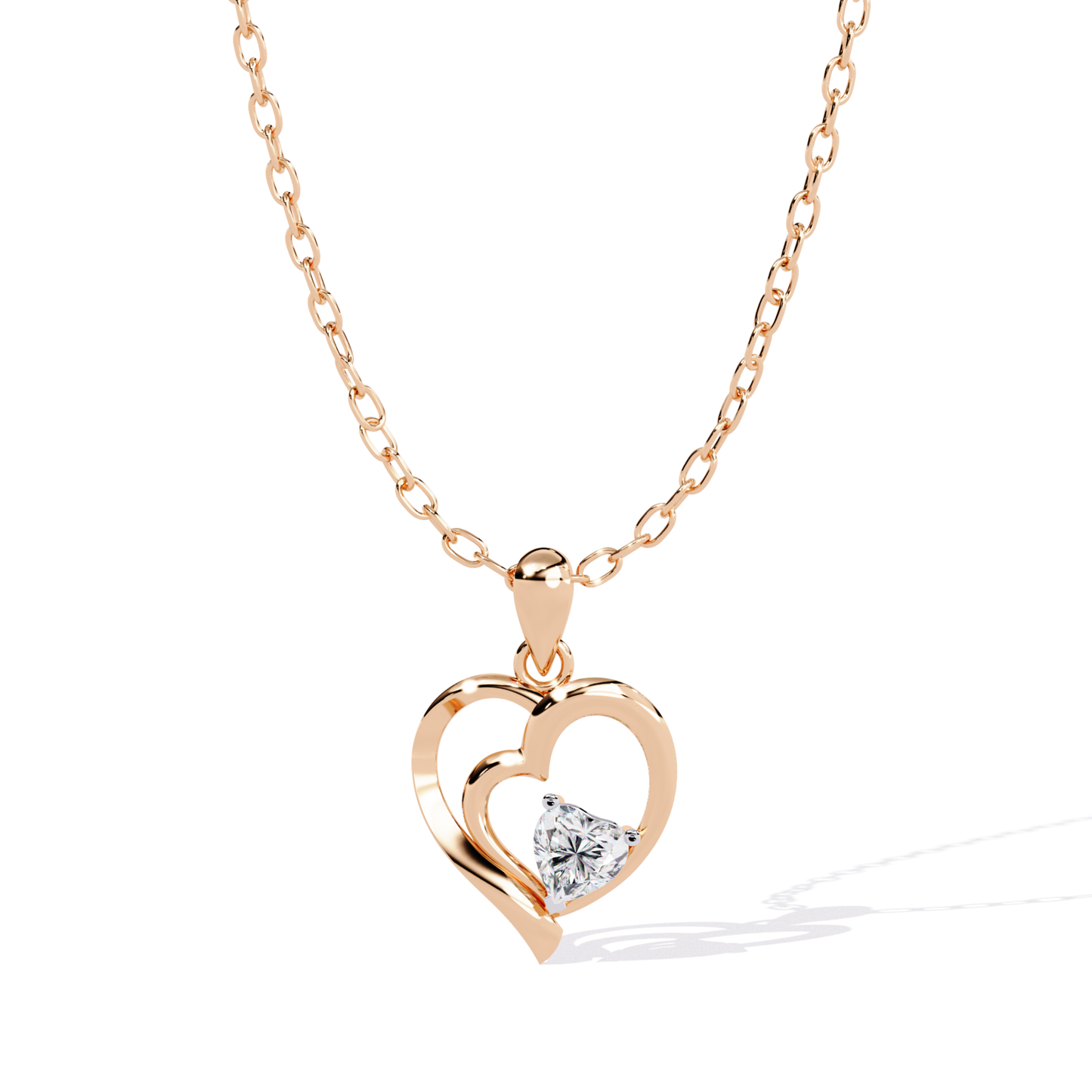 Open Style Heart Diamond Pendant