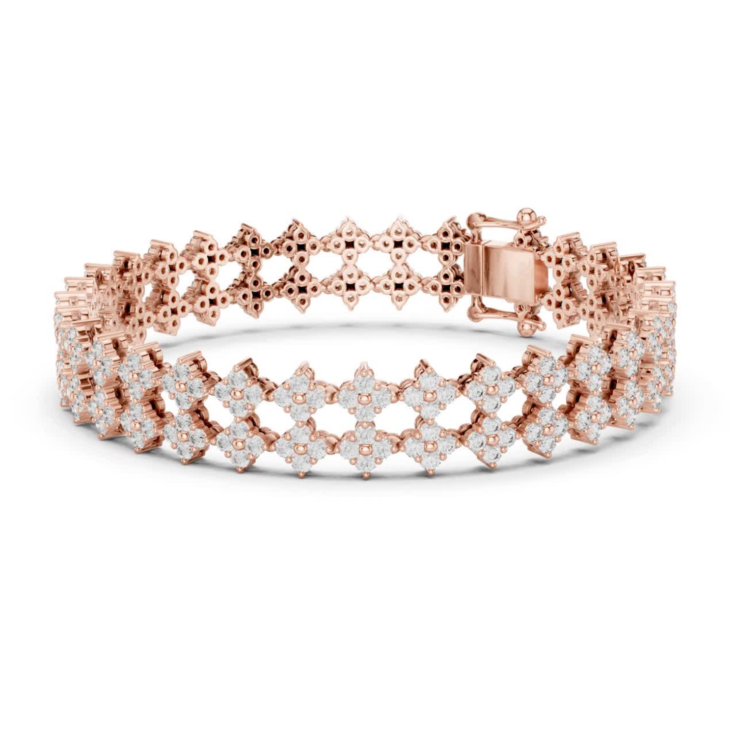 Luxury Diamond Tennis Bracelet | Elegant Floral White Gold Style