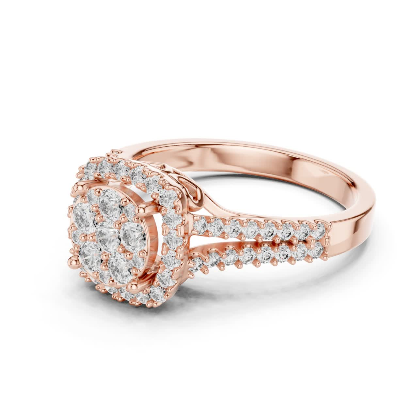 Round Cluster Halo Diamond Rings | Luxury Vintage Style