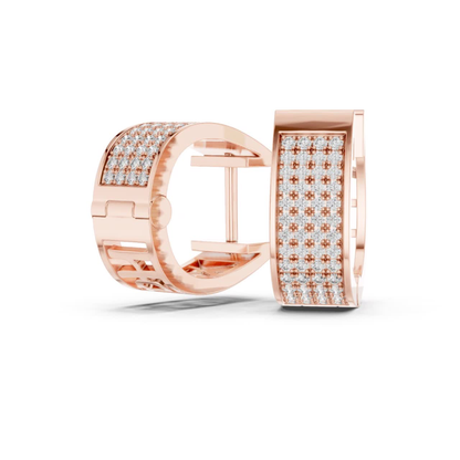 Wide Diamond Hoop Earrings with Multi Row Pave Design | Luxe Radiance