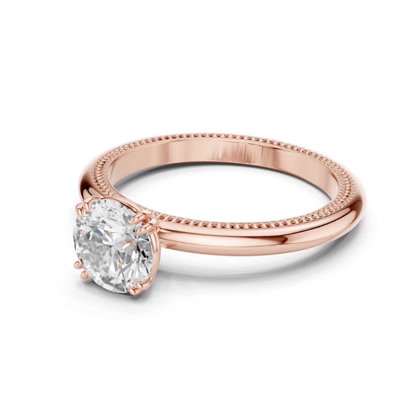 Round Diamond Milgrain Band Ring | 18K Gold Fine Jewelry