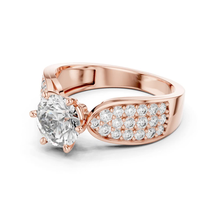 Round Cut Diamond Ring with Wide Pave Shoulders | Bold & Brilliant