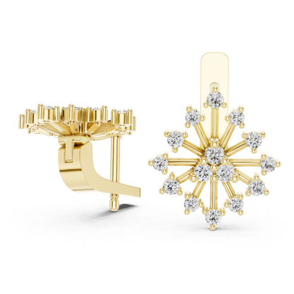 Starburst Diamond Stud Earrings with Round Brilliant Details | Celestial Glow