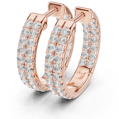 Diamond Pave Huggie Hoop Earrings with Double Row Elegance | Luxury Jewelry