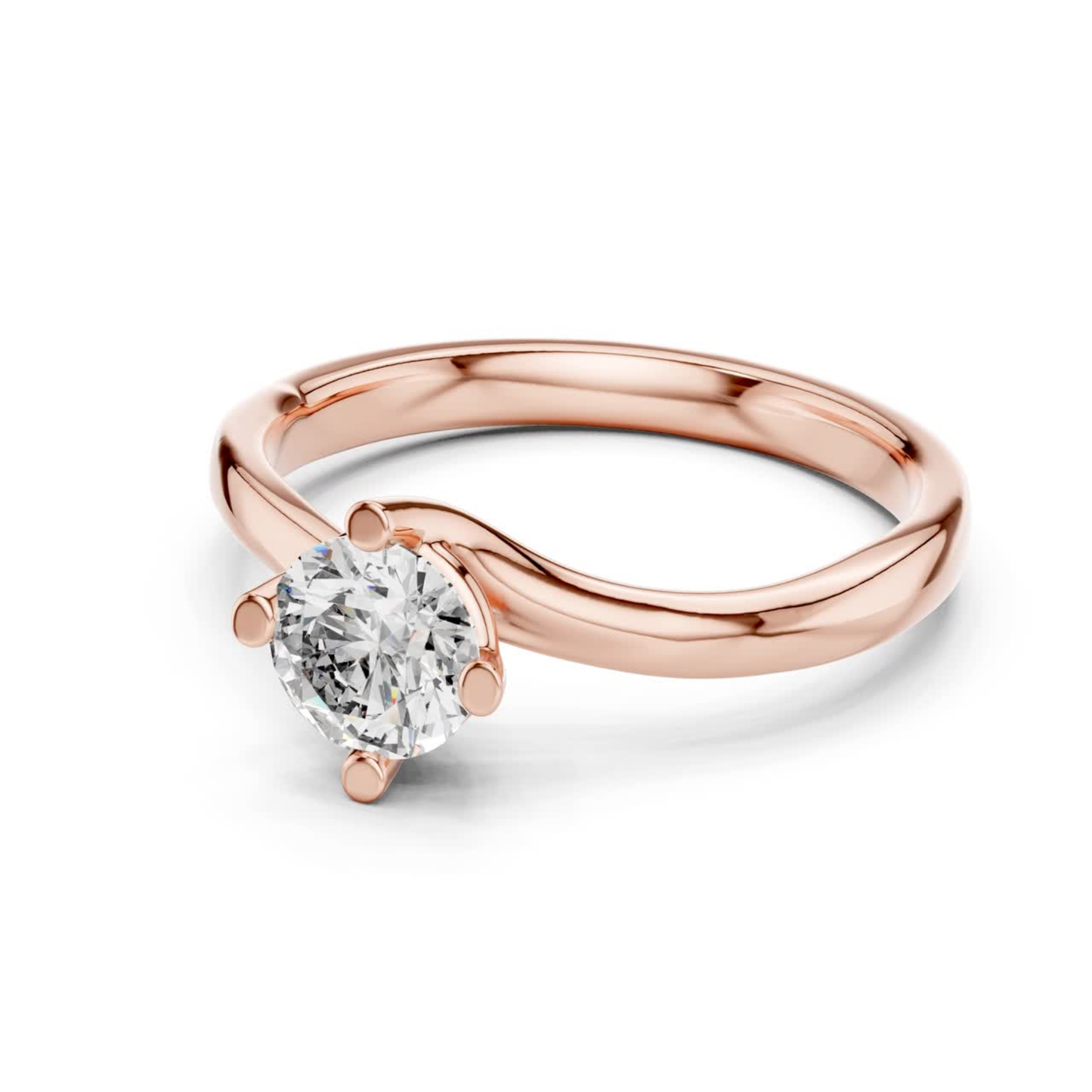 Round Cut Twist Solitaire Diamond Ring | Elegant Modern Style