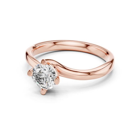 Round Cut Twist Solitaire Diamond Ring | Elegant Modern Style