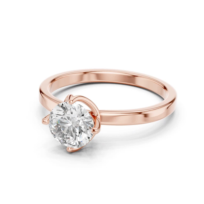 Round Diamond Heart Prong Ring | 18K Gold Fine Jewelr