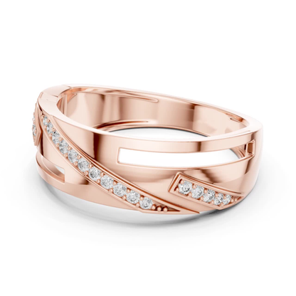 Luxury Geometric Diamond Wedding Band | Modern Wide Style