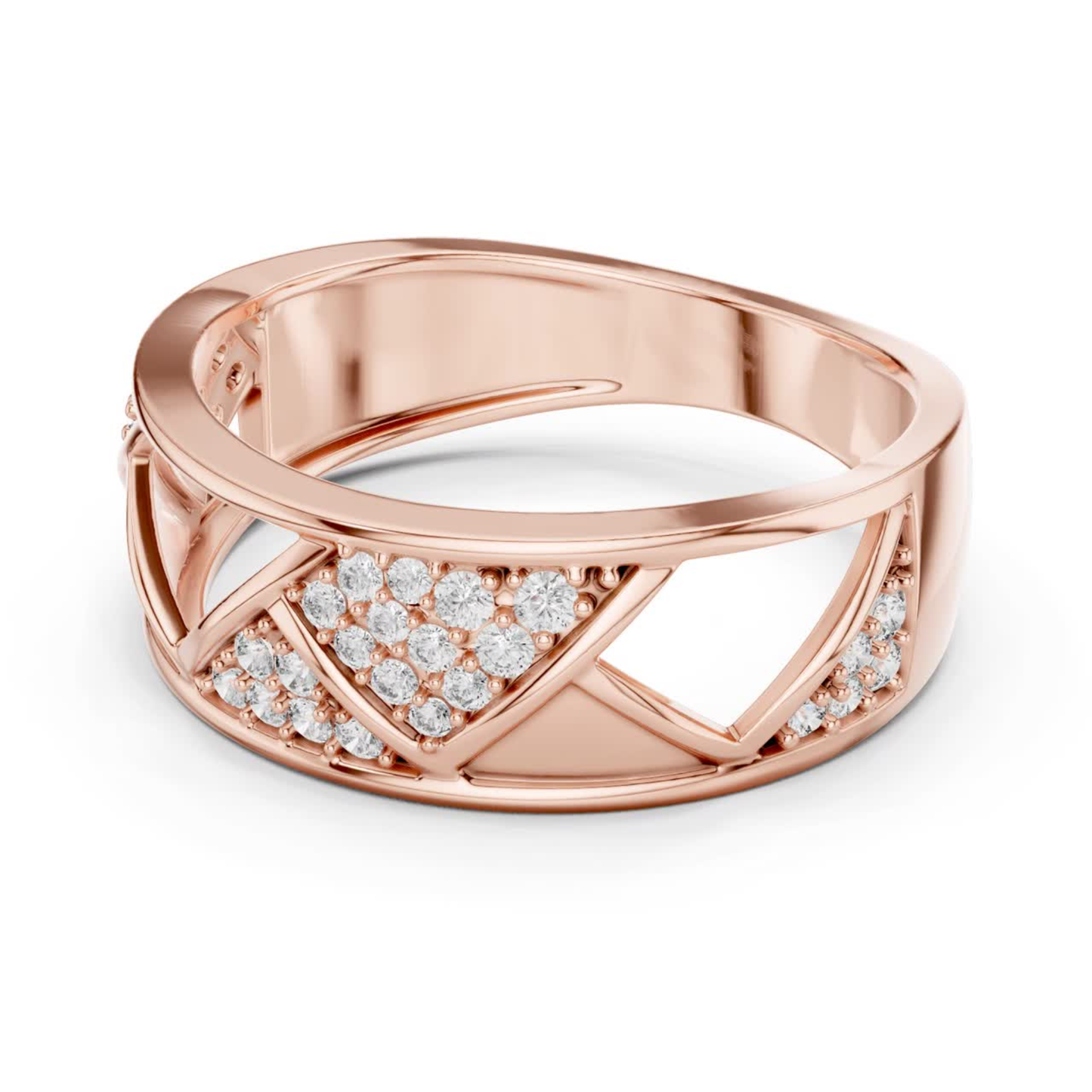 Round Diamond Open Triangle Ring | Modern Luxury Style