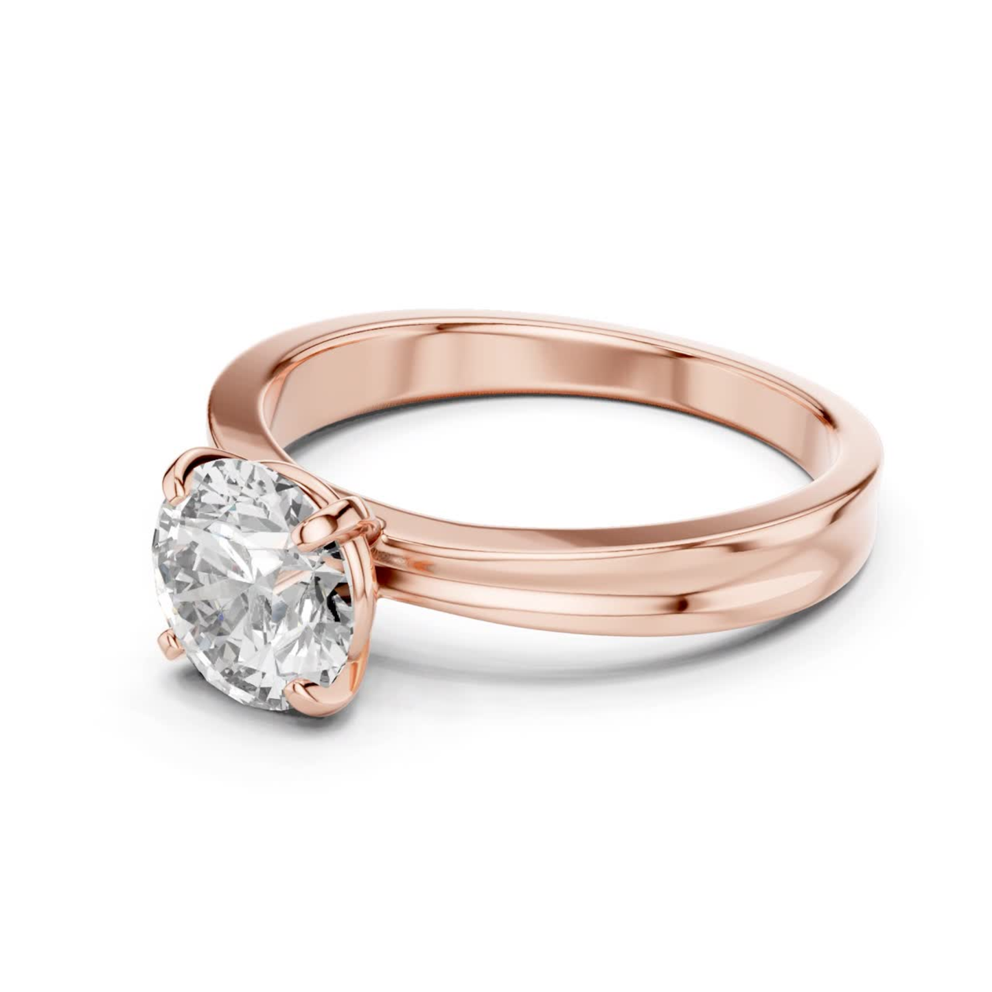 Round Diamond Solitaire Band Ring | 18K Gold Jewelry