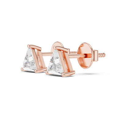Trillion Cut Diamond Stud Earrings with Prong Setting | 18K