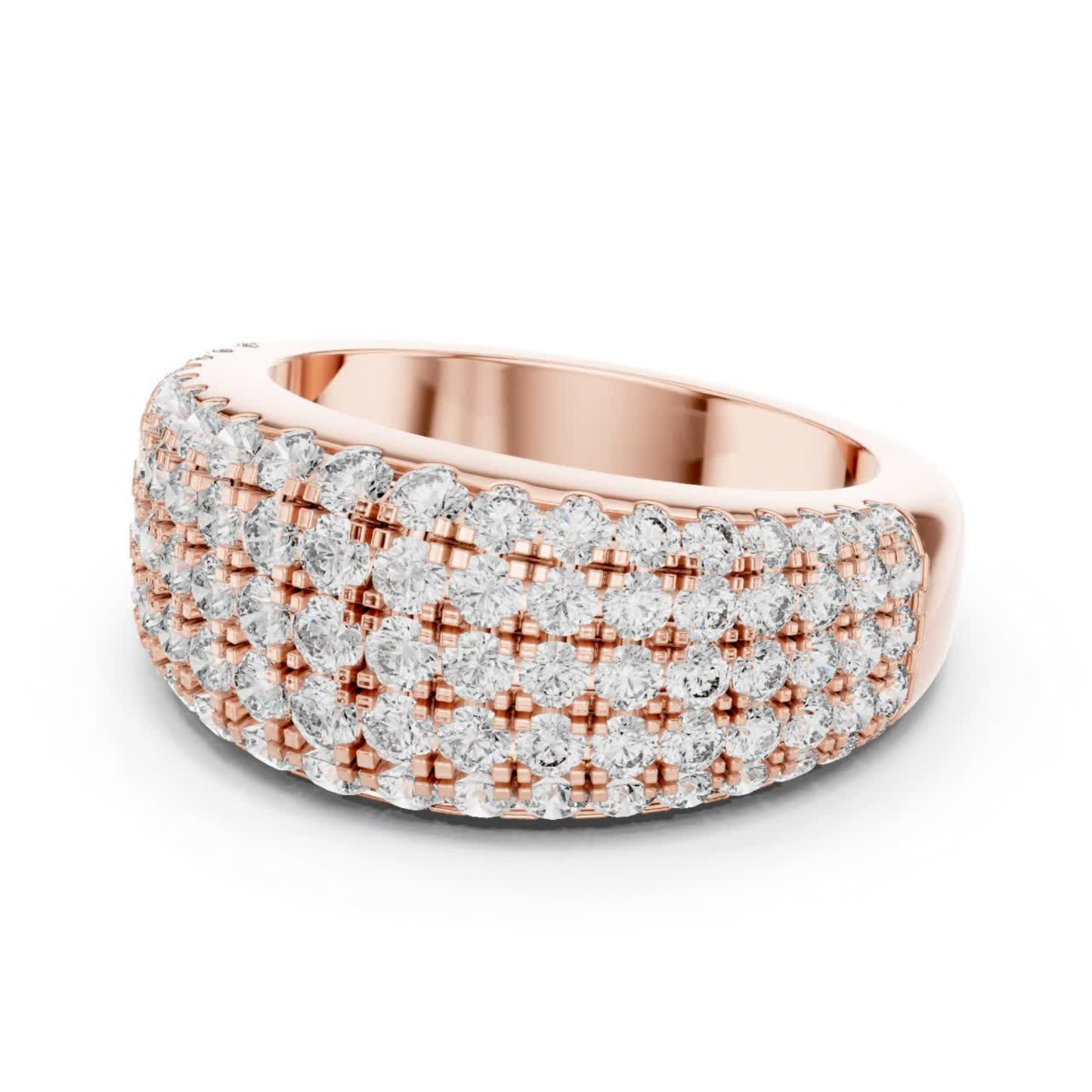 Luxury Multi Row Diamond Ring | Round Brilliant Sparkle