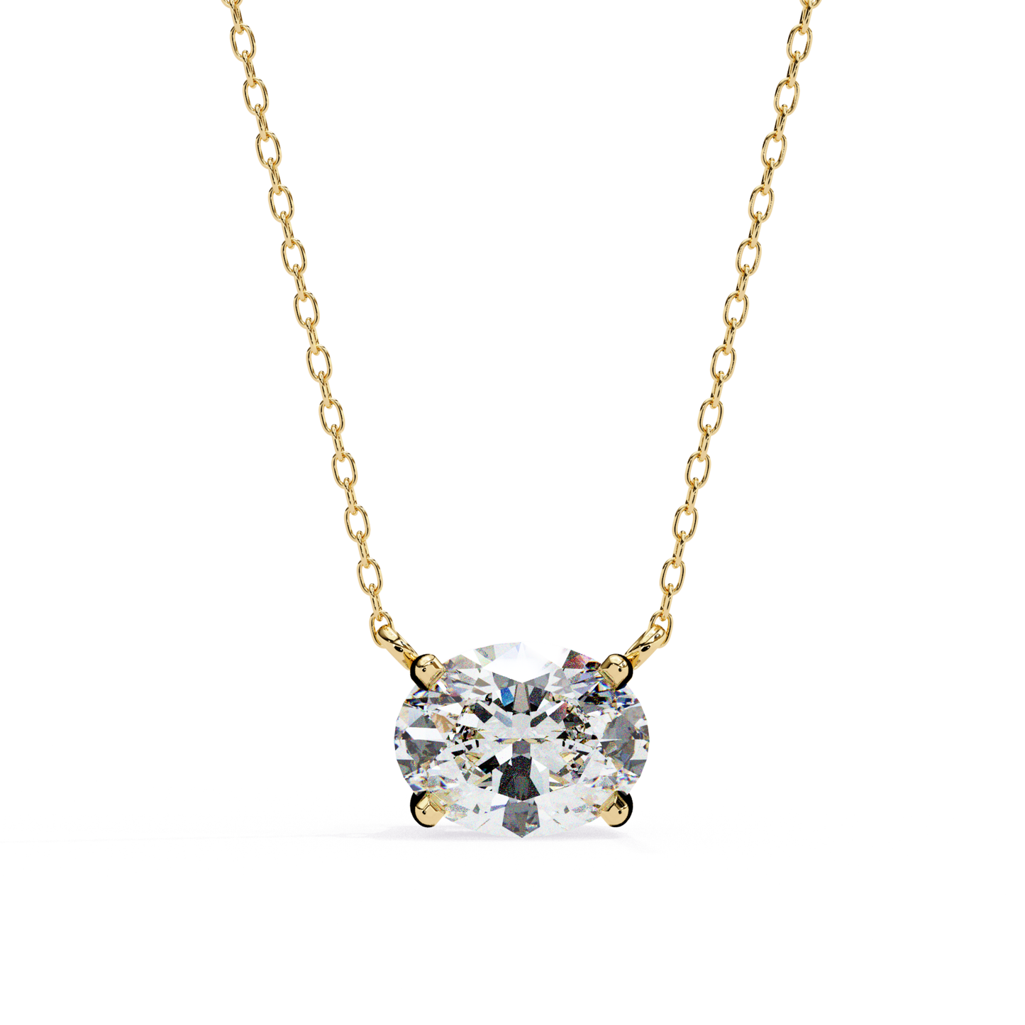 Oval Cut Lab Grown Diamond Pendant With Chain
