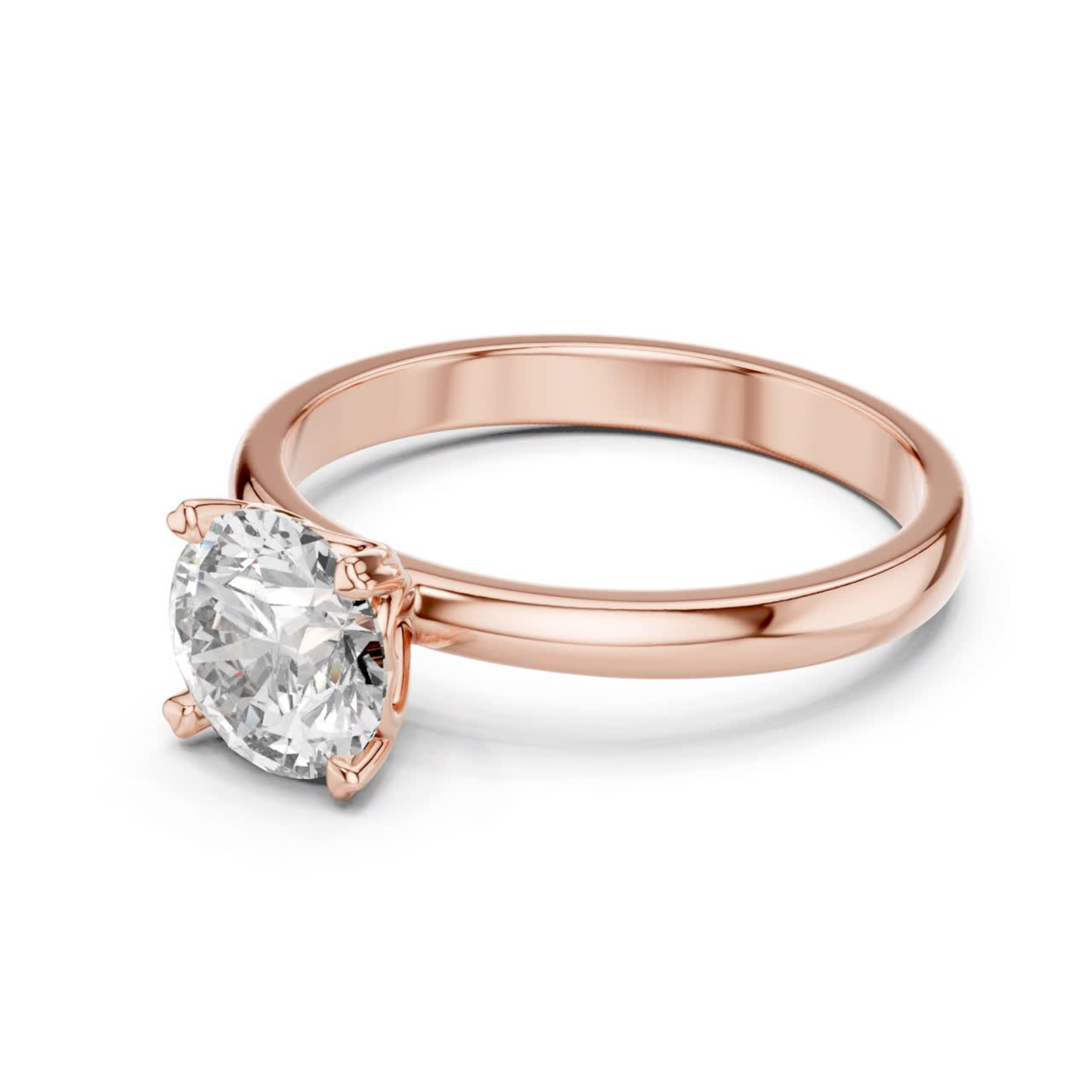 Round Diamond Simple Band Ring | 18K Gold Fine Jewelry