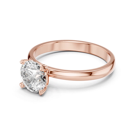 Round Diamond Simple Band Ring | 18K Gold Fine Jewelry