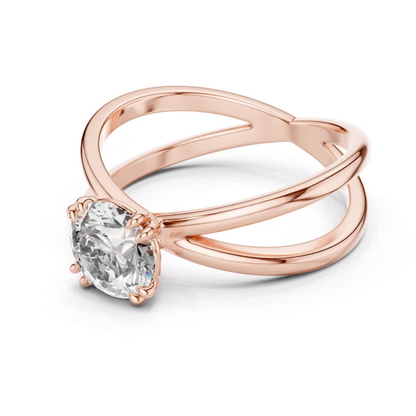 Round Diamond Criss Cross Band Ring | Where Brilliance Intertwines