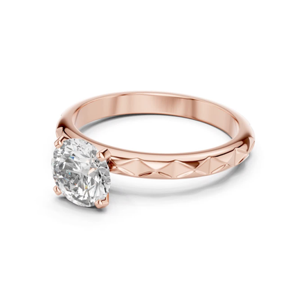 Round Diamond Pattern Band Ring | 18K Gold Fine Jewelry