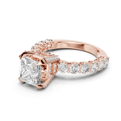 Princess Cut Diamond Ring with Pave Band | Royal Reign of Brilliance