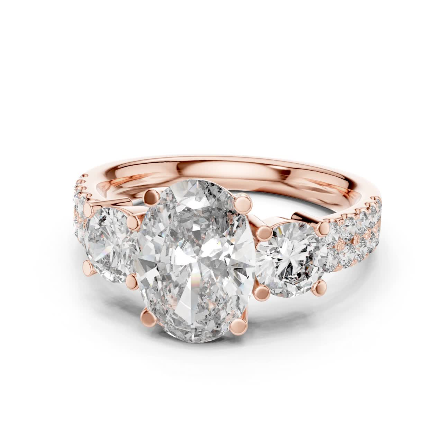 Oval Cut Three Stone Diamond Ring | Luxury Gold Engagement Style