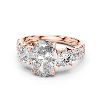 Oval Cut Three Stone Diamond Ring | Luxury Gold Engagement Style