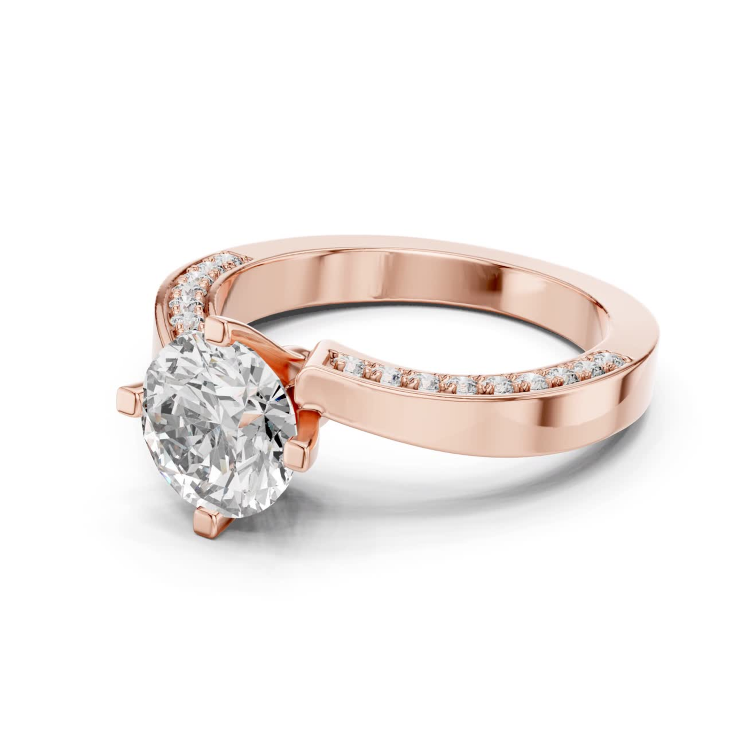 Round Cut Diamond Bypass Engagement Ring | Modern Luxury Style